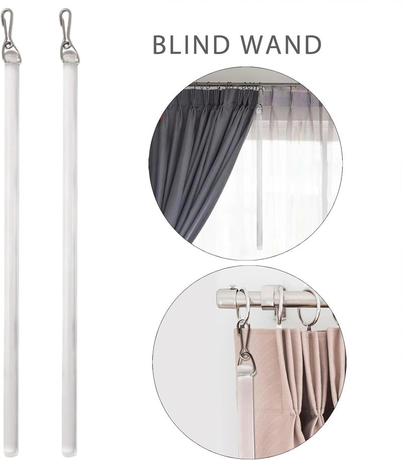 EINCORN Pack of 2 Clear 17Inch Curtain Pull Wand Drapery Control Pull Rod Stick with Hook for Opening and Closing Curtain - Image 4